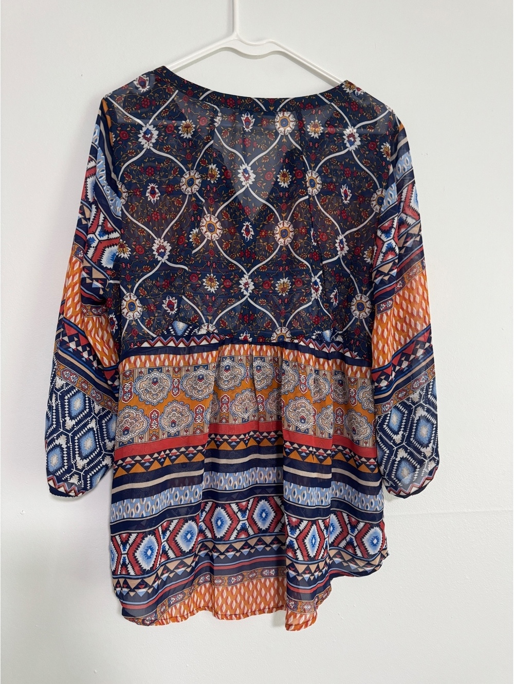 Figueroa & Flower Bohemian Patterned Blouse Size Large - Picture 5 of 9